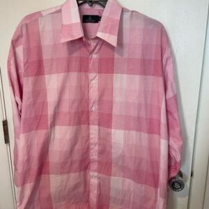Vittorino Men's Plaid Pink button down dress casual shirt sz Large
